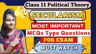 Secularism class 11 important mcqs  class 11 political theory chapter 8  important mcqs for exam [upl. by Turner]