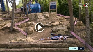 Loana Lecomte Crash Video  Loana Lecomte injury at Mountain Biking womens Cross Country Olympics [upl. by Relyat]