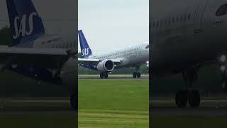 SAS Airbus A320NEO Landing at Manchester Airport shorts [upl. by Tabby220]