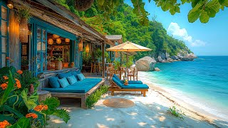 Beach Coffee Space  Bossa Nova Jazz Music with Ocean Wave Sounds for Energetic Mood amp a Refreshing [upl. by Naltiak279]