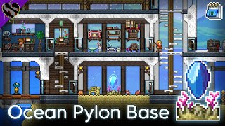 Ocean Pylon Base Modern Beach House Design ▫ Terraria 14 Pylon Builds [upl. by Kilmarx110]