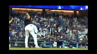 Manny Machado throws a baseball towards Los Angeles dodgers dugout in between innings NLDS intent [upl. by Felicio250]