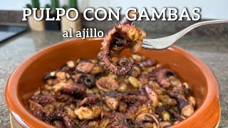 PULPO CON GAMBAS AL AJILLO receta paso a paso espectacular🤌🏽😍 [upl. by Japheth]