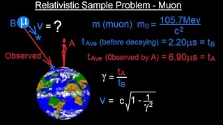 Physics 62 Special Relativity 39 of 43 Relativistic Sample Problem  Muon [upl. by Tosch]