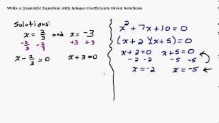 Find a Quadratic Equation When Given the Solutions [upl. by Alroi]