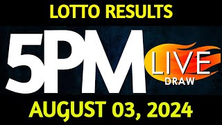 Lotto Result Today 500 pm draw August 03 2024 Saturday PCSO LIVE [upl. by Trin842]