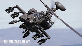 Joint Exercise Mass launch of American Apache and German Tiger attack helicopters [upl. by Kreg]