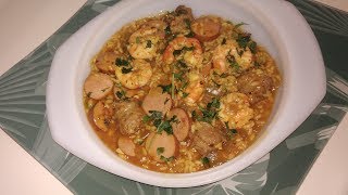 JAMBALAYA ARROZ CAJUN DE NUEVA ORLEANS  SHRIMP amp SAUSAGE JAMBALAYA FROM LOUISIANA [upl. by Dittman110]