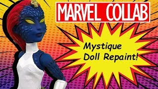 Custom MYSTIQUE doll repaint tutorial MARVEL COLLAB  XMen [upl. by Ellessig85]