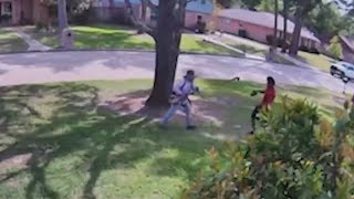 Video Landscaper uses weed whacker to right back during robbery [upl. by Ennaitsirk]