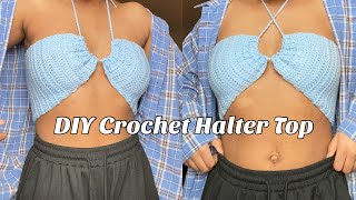 Quick and Easy DIY Crochet Halter Top [upl. by Gilford]