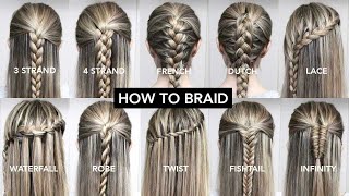 10 Basic Braids For Beginners  Easy DIY Tutorial [upl. by Neitsabes]