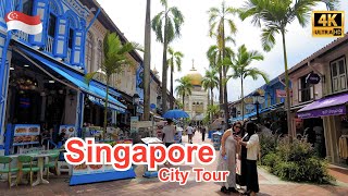 4K 🇸🇬 Popular Singapore City Tour  Sultan Mosque  Haji Lane ShineWalkingTour [upl. by Burck]