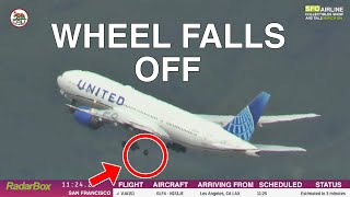 🛞 SFO LIVE  UNITED 35 TO OSAKA PLANE WHEEL FALLS OFF [upl. by Lekim]