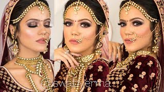 INDIAN BRIDAL MAKEUP TUTORIAL  GET READY WITH ME  SWATI VERMA [upl. by Annwahsal]