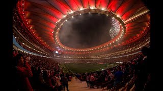 Wanda Metropolitano fireworks  Atletico Madrid stadium inauguration in 2017 [upl. by Nimoynib]