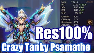 【Summoners War RTA】WTF Res100 Crazy Tanky Psamathe Debut🤣🤣🤣 [upl. by Coffin889]