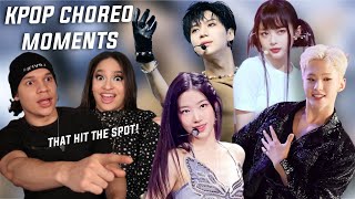 Waleska amp Efra react to kpop choreography moments that hit the spot ft Seventeen New Jeans BTS [upl. by Hctud]