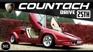 LAMBORGHINI COUNTACH 25th Anniversary 25 1989  Test drive in top gear  V12 Engine sound  SCC TV [upl. by Aikemehs]