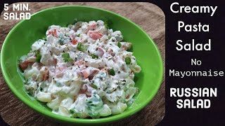 Creamy Pasta Salad  Salad With Greek Yogurt  No Mayonnaise  Veg Russian Salad [upl. by Bertsche99]