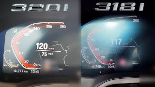 BMW G21 320i vs G20 318i 0100 kmh Beschleunigung 060 mph acceleration battle [upl. by Enilraep]