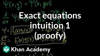 Exact equations intuition 1 proofy  First order differential equations  Khan Academy [upl. by Amalburga919]