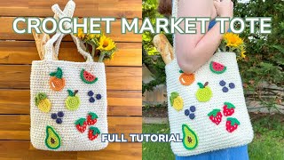 Crochet Market Tote Tutorial  Beginner Friendly [upl. by Ateuqirne]