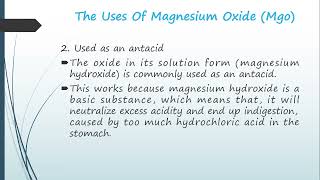 Uses Of Magnesium Oxide  Uses Of Metal Oxides  Compounds Of Metals [upl. by Akemyt422]