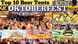 Oktoberfest 2024  Top 10 Best Beer Tents Oktoberfest in Munich  Oktoberfest walking tour 4 Tents [upl. by Zannini]