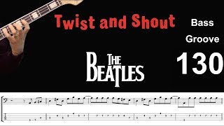 TWIST AND SHOUT Beatles How to Play Bass Groove Cover with Score amp Tab Lesson [upl. by Lramaj]