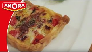 Recette de Tarte au Crottin de chèvre et Tomates cerises  Amora [upl. by Oona]