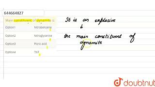 Main constituent of dynamite is  12  ALCOHOLS PHENOLS amp ETHERS  CHEMISTRY  VMC MODULES E [upl. by Tivad]