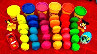 PlayDoh Surprises Eggs Playdough Toys Angry Birds Hello Kitty Batman Disney Cars Spongebob Smurfs [upl. by Seumas]