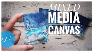 Mixed Media Mini Canvas  Collage Maritim Malen mit Acryl  MiniKreativVlog Tutorial  deutsch [upl. by Anirroc54]