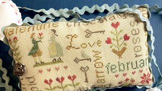 Flosstube 41  Cross Stitch Finish Tutorial  how to attach ric rac to a cross stitch pillow [upl. by Amikay592]