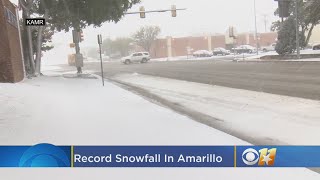 Rare RecordBreaking Thunder Snow Falls In Amarillo [upl. by Kylstra933]