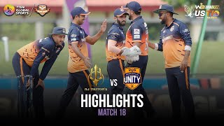 Match 18 Highlights New Jersey Tritons vs Morrisville Unity  US Masters T10 2023 [upl. by Bartholomeo251]