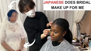 BLACK GIRL BRIDAL MAKEUP DONE IN JAPAN Yay👍🏼 or Nay👎🏼IIFIRST BLACK CLIENT IN HER 20 YRS EXPERIENCE [upl. by Danialah]