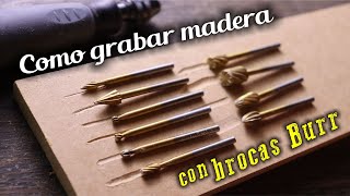 Como grabar madera con brocas Burr para Multiherramientas Dremel o truper [upl. by Airbmat]