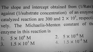 Csir net december 2017 solution MichaelisMenten constant [upl. by Anaeda]