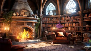 Magical Study Session at Hogwarts  Harry Potter Ambience  Soothing Fireplace and Blizzard Sounds [upl. by Josy]