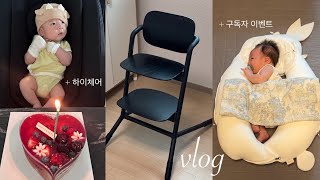 VLOG 40일차 아기의 하루🏡 구독자이벤트 • 하이체어 추천 • 싸이벡스 레모  배시시 웃고 먹고 놀고 자고 [upl. by Babbie]