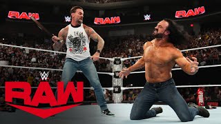 CM Punk whips Drew McIntyre with his own belt in surprise brawl Raw highlights Aug 12 2024 [upl. by Lhadnek]