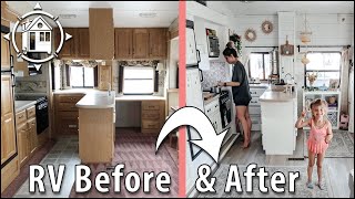 RV RENOVATION TOUR 5th Wheel Becomes Familys Tiny Home [upl. by Oribel]