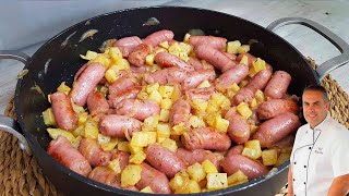 Salchichas a la cerveza con patatas receta facil y con un sabor brutal [upl. by Akiehsat922]