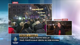 Stotine u Beogradu sedmu noć protestuju protiv izbornih prevara [upl. by Eelesor]