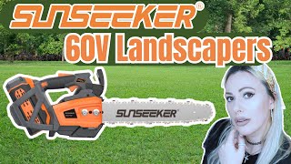 SUNSEEKER 60V commercial landscapers Grass Trimmer amp Brush Cutter Pole Hedger Tophandle Chainsaw [upl. by Ahsienor]