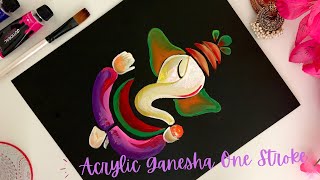 day 1 Acrylic Ganesha one stroke step by step one stroke Ganesha paintingone stroke painting ideas [upl. by Noiroc]