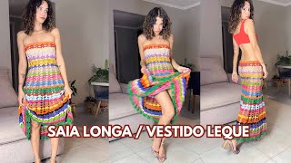 VESTIDO OU SAIA LONGA LEQUE  PAP CROCHET Tutorial  Passo a passo [upl. by Drawde]