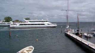 Hiddensee  Rundblick Hafen Vitte ein Schiff legt ab [upl. by Dave]